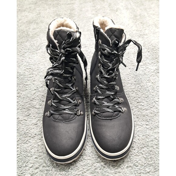 Extreme Eddie Marc 11 Black Sherpa Hiking Boots Style Hero Lace Zip Up Booties - Picture 3 of 9